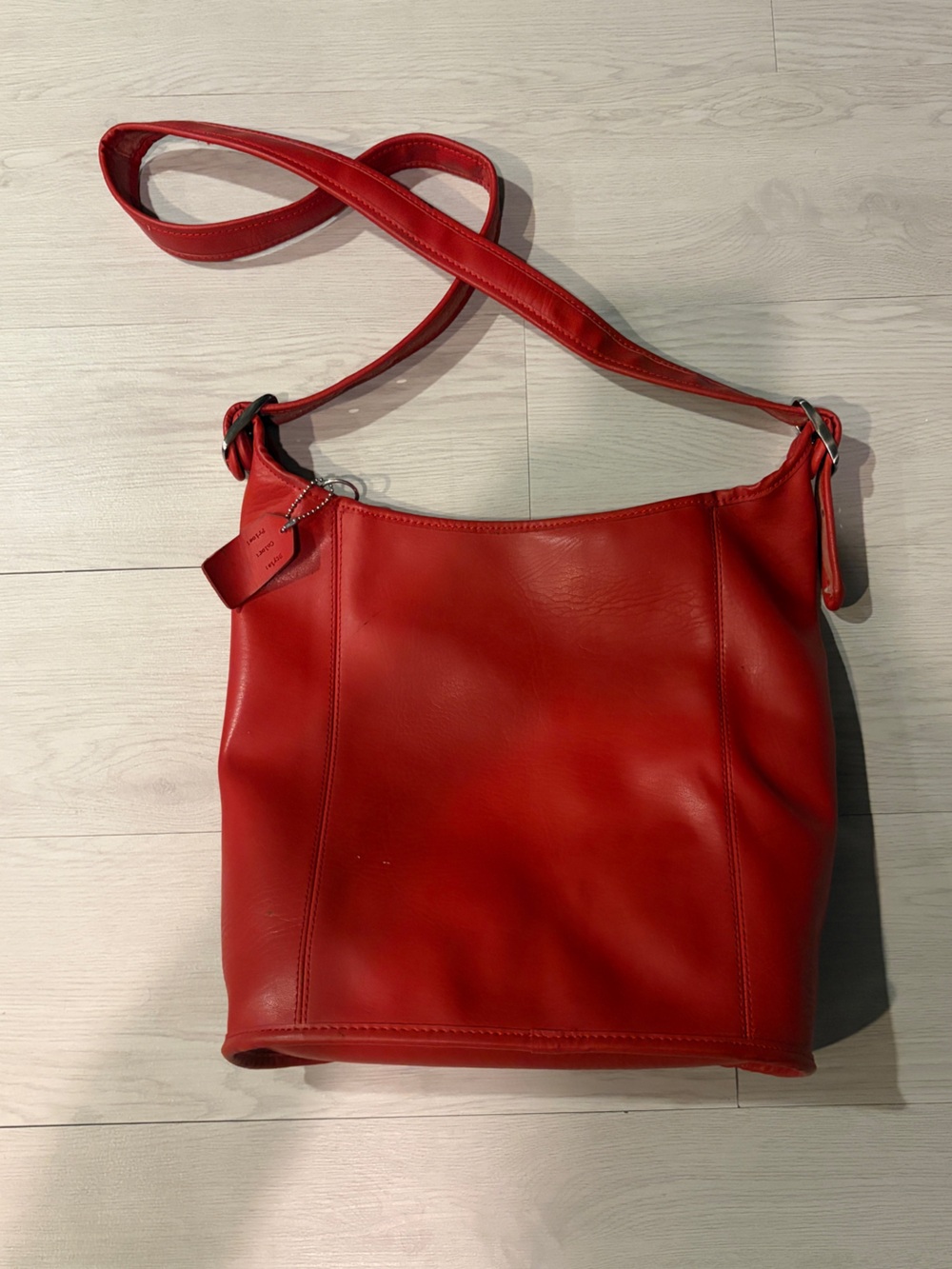 Red Leather Shoulder Bag - Unbranded
